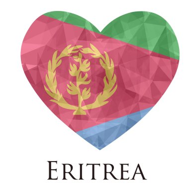 Üçgen desenli, vektör illüstrasyonlu Eritre bayrağı şeklinde kalp. 