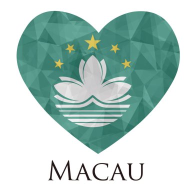 Üçgen desenli, vektör illüstrasyonlu Macau bayrağı şeklinde bir kalp. 