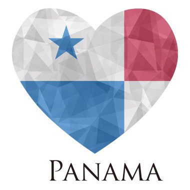 Üçgen desenli, vektör illüstrasyonlu Panama bayrağı şeklinde kalp. 