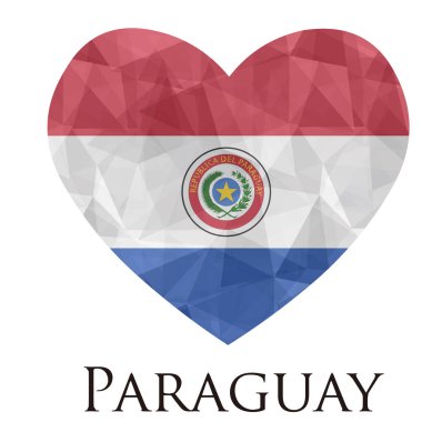kalp şeklinde Paraguay bayrağı üçgen desen, vektör çizimi 