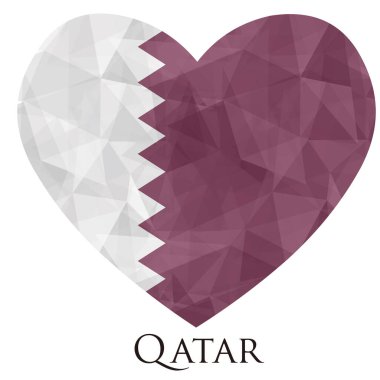 Üçgen desenli, vektör resimli Katar bayrağı şeklinde bir kalp. 