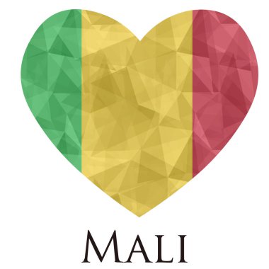kalp şeklinde Mali bayrağı üçgen desen, vektör çizimi 