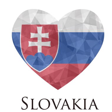 Üçgen desenli, vektör illüstrasyonlu, Slovakya bayrağı şeklinde kalp 