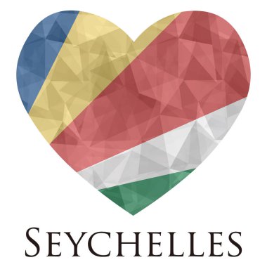 Üçgen desenli, vektör illüstrasyonlu Seyşeller bayrağı şeklinde kalp. 