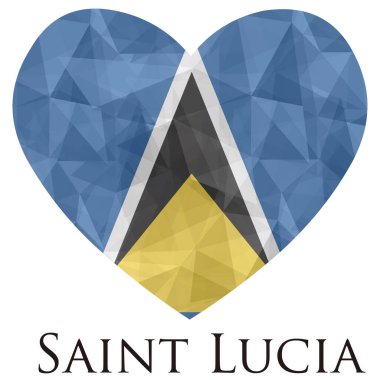 Üçgen desenli, vektör illüstrasyonlu Saint Lucia bayrağı şeklinde bir kalp. 