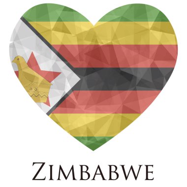Üçgen desenli, vektör illüstrasyonlu Zimbabwe bayrağı şeklinde bir kalp. 