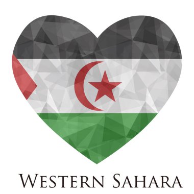 Batı Sahra bayrağı şeklinde bir kalp. Üçgen dokusu, vektör çizimi. 