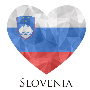kalp şeklinde Slovenya bayrağı üçgen desen, vektör illüstrasyonu 