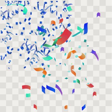 Arkaplan şablonu tasarımı ve vektör illüstrasyonsuz 3D renkli konfeti