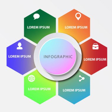 Metin ve vektör illüstrasyonlu 3d iş şeması 