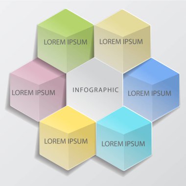 Metin ve vektör illüstrasyonlu 3d iş şeması 