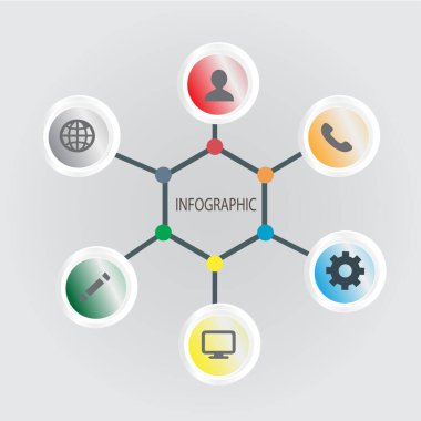 Metin ve vektör illüstrasyonlu 3d iş şeması 