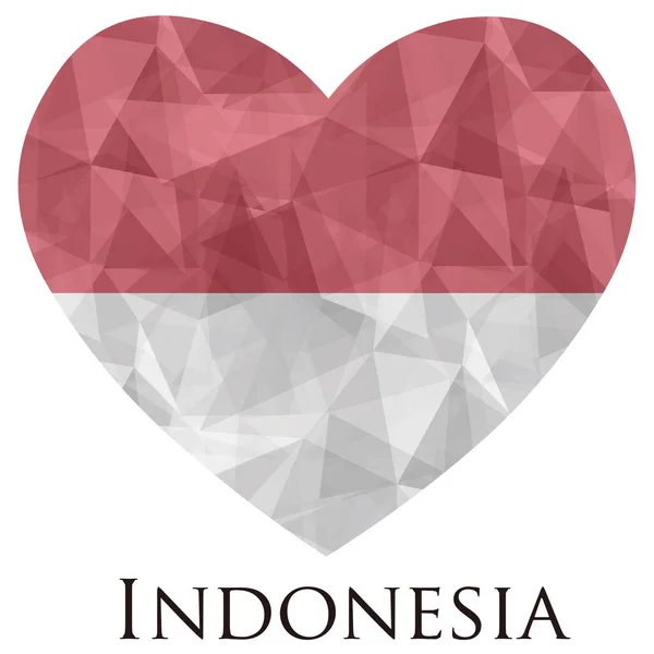 Berbentuk Hati Bendera Indonesia Dengan Tekstur Segitiga Ilustrasi Vektor - Stok Vektor