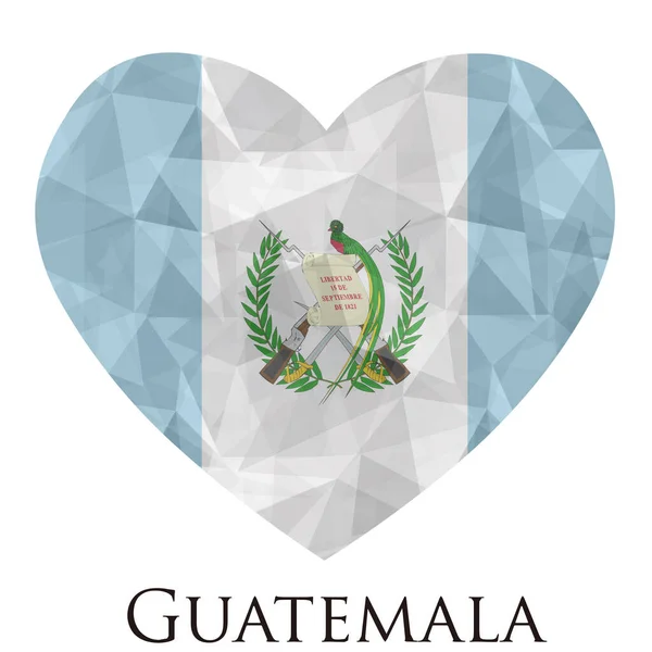 グアテマラの国旗のハート型に三角形のテクスチャベクトルイラスト — ストックベクタ