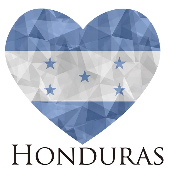 Corazón Forma Bandera Honduras Con Textura Triángulos Ilustración Vectorial — Archivo Imágenes Vectoriales