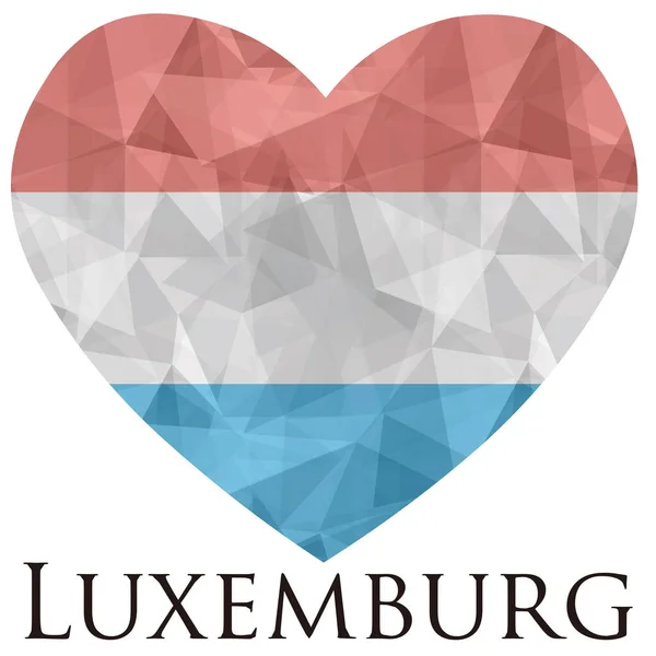 Corazón Forma Bandera Luxemburgo Con Triángulos Textura Vector Ilustración — Vector de stock