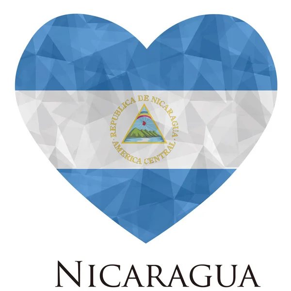 Corazón Forma Bandera Nicaragua Con Triángulos Textura Ilustración Vectorial — Archivo Imágenes Vectoriales