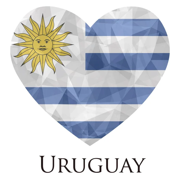Coração Forma Bandeira Uruguaia Com Textura Triangular Ilustração Vetorial — Vetor de Stock