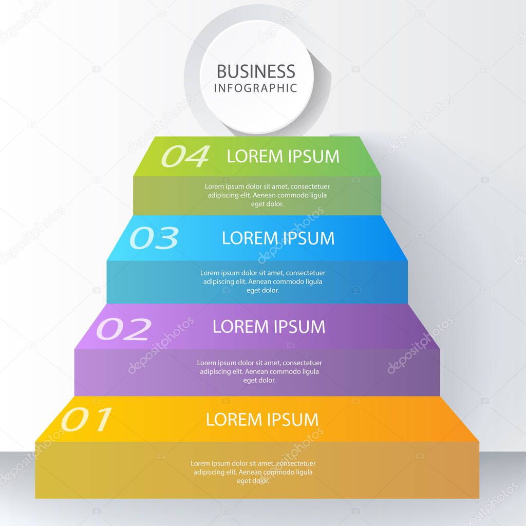 3d business charts template with text, vector illustration 