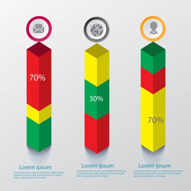 Metin ve vektör illüstrasyonlu 3d iş şeması 