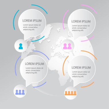 Metin ve vektör illüstrasyonlu 3d iş şeması 