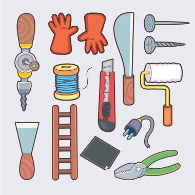 çizgi film şablon vektör illüstrasyonunu ayarla 