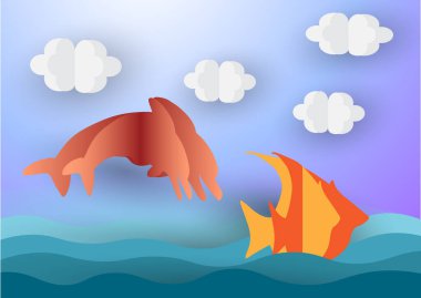 Origami, vektör illüstrasyonu gibi 3d biçiminde çizim