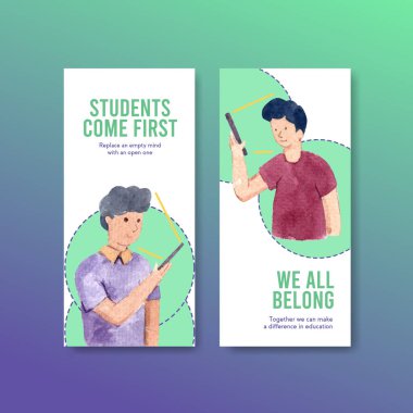 Metin ve vektör illüstrasyonlu stil öğrenme çevrimiçi şablon tasarımı