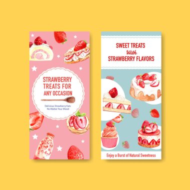 stil çilek pişirme şablonu tasarımı metin, vektör illüstrasyonu