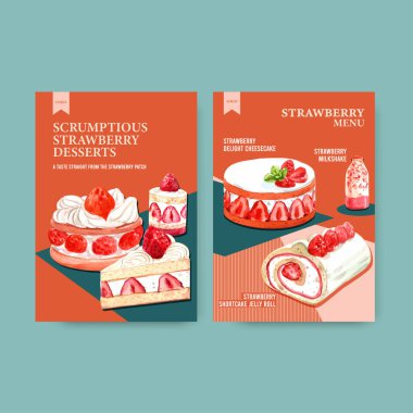 stil çilek pişirme menü şablonu tasarımı metin, vektör illüstrasyonu
