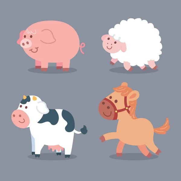Serie Animata Animali Modello Vettoriale Illustrazione — Vettoriale Stock