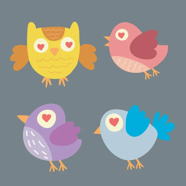 cartoon set love birds template design, vector illustration