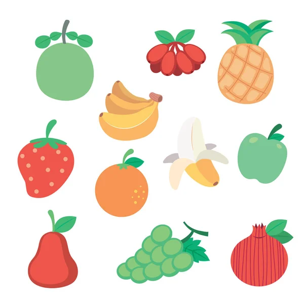 Cartoon Set Fruits Template Vector Illustration — Stock Vector