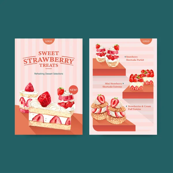 Design Elegante Modello Menu Cottura Alla Fragola Con Testo Illustrazione — Vettoriale Stock