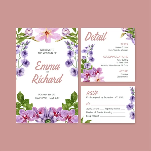 Stilvolle Sommer Blumen Karten Vorlage Design Mit Text Vektorillustration — Stockvektor