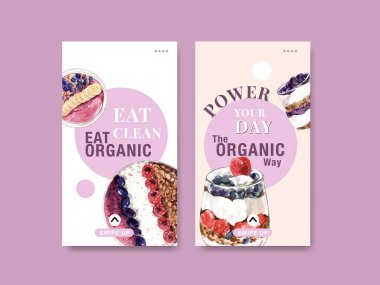 Metin ve vektör illüstrasyonlu şık sağlık gıda kartları tasarımı