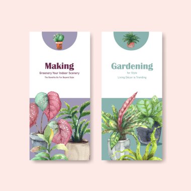 şık yaz bitkileri broşürleri metin ve vektör illüstrasyonlu tasarım