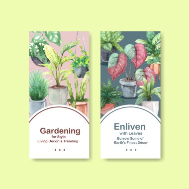 şık yaz bitkileri broşürleri metin ve vektör illüstrasyonlu tasarım