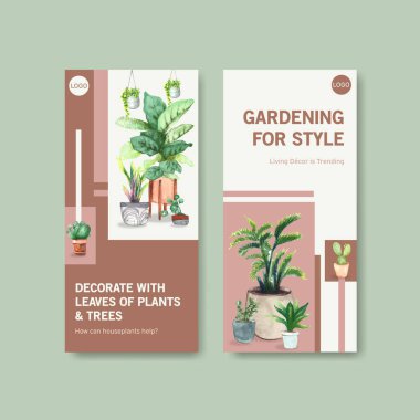 şık yaz bitkileri broşürleri metin ve vektör illüstrasyonlu tasarım