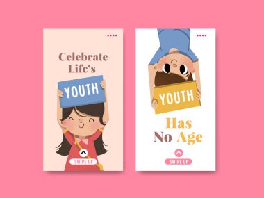 Metin ve vektör illüstrasyonlu stil gençlik günü şablonu tasarımı