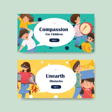 Şablon tasarımı, metin ve vektör illüstrasyonu ile stil sahibi gençlik gün yüzücüleri