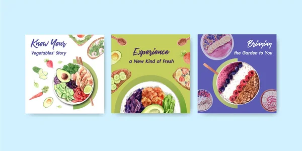 Design Elegante Cartões Alimentação Saúde Com Texto Ilustração Vetorial — Vetor de Stock
