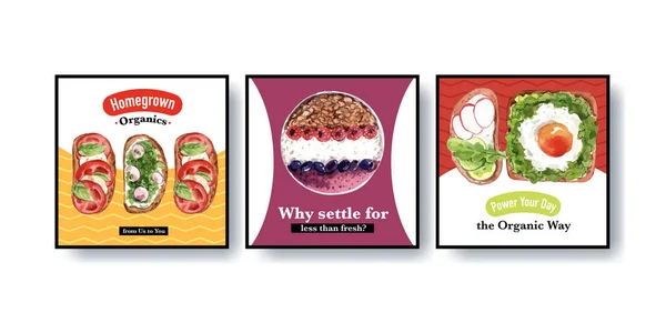 Design Élégant Modèles Cartes Aliments Santé Avec Texte Illustration Vectorielle — Image vectorielle