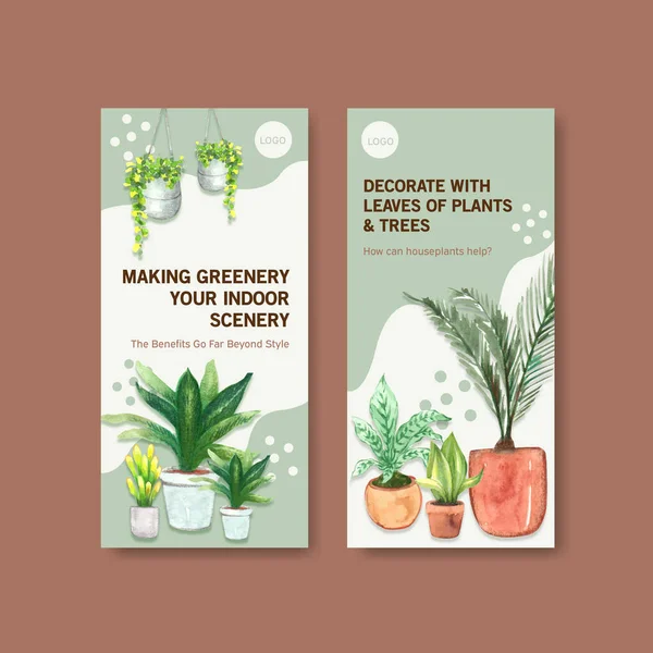 stylish summer plants flyers template design with text, vector illustration