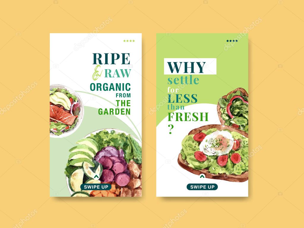 stylish health food cards template design with text, vector illustration