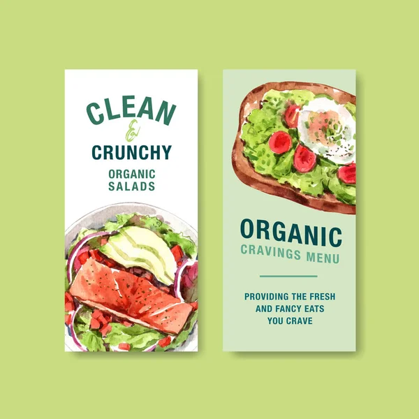 Gesunde Und Biologische Lebensmittel Flyer Vorlage Design Für Gutscheine Broschüren — Stockfoto