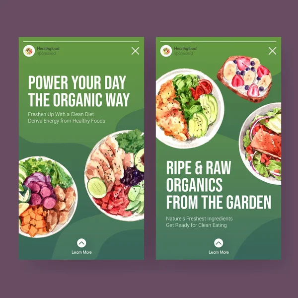 Modelo Instagram Com Design Alimentos Saudáveis Orgânicos Para Mídias Sociais — Fotografia de Stock