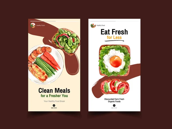 Шаблон Instagram Здоровым Органическим Дизайном Продуктов Питания Социальных Сетей Интернет — стоковое фото