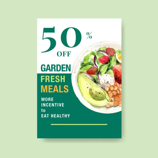 Modelo Cartaz Com Design Alimentos Saudáveis Orgânicos Para Banner Brochura — Fotografia de Stock