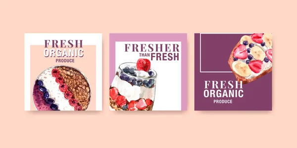 Reklamní Šablona Zdravým Organickým Designem Potravin Pro Brožuru Leták Propagaci — Stock fotografie